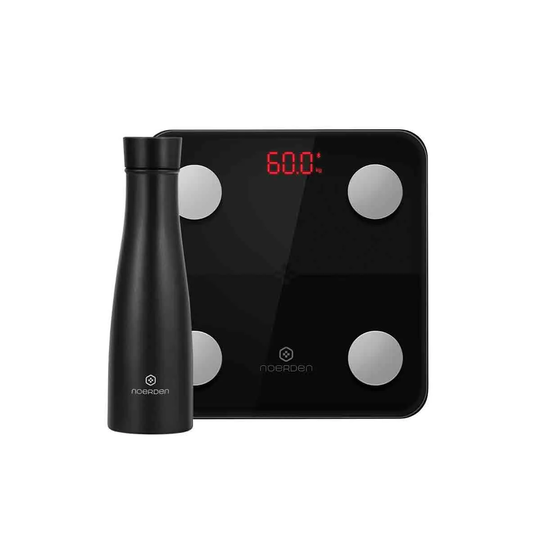 Noerden Smart Health Bundle - Minimi Smart Scales With 14 Biometrics & Liz Smart Bottle 480ml In Black