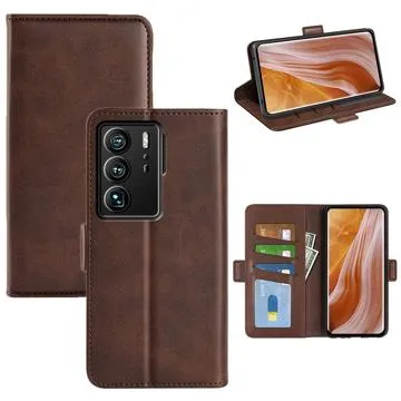 ZTE Axon 40 Ultra Wallet Case with Magnetic Closure - Brown