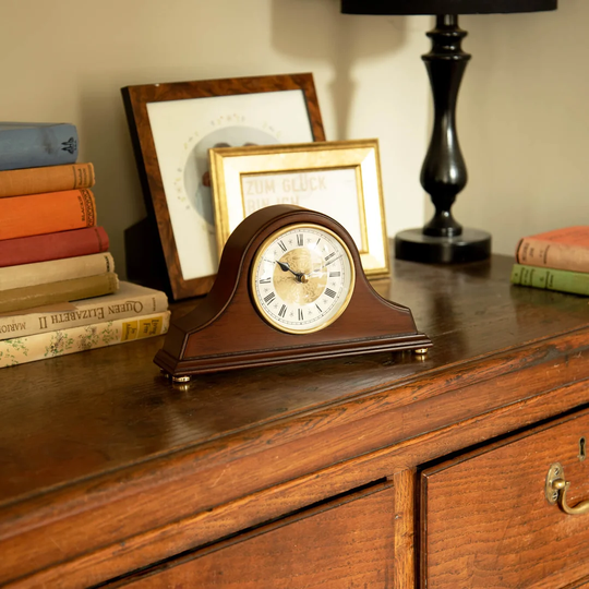 Napoleon Traditional Analog Wood Tabletop Clock in Brown