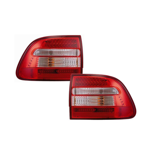 Back Rear Tail Lights Lamps Red-Clear LED Pair For Porsche Cayenne 03-06 - On