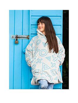 Playstation Hugzee Wearable Fleece Hoodie In Grey &Ndash; Medium
