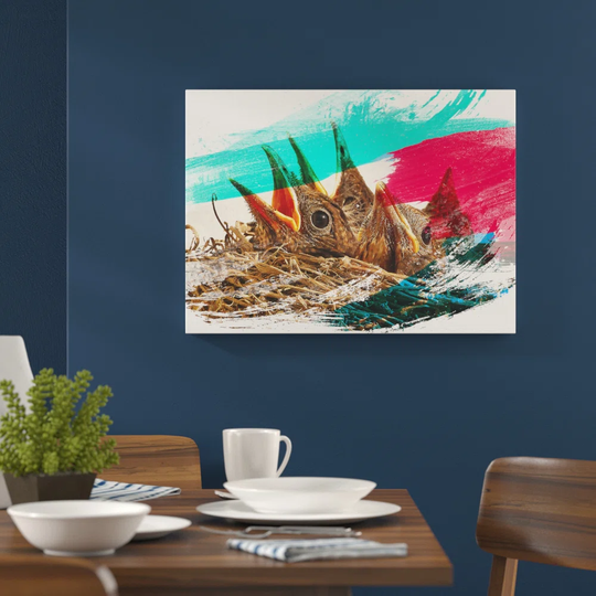'Baby Birds in the Nest' Graphic Art Print Poster