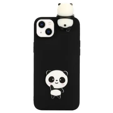 3D Cartoon iPhone 14 Plus TPU Case - Black Panda