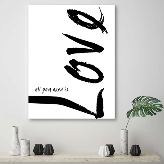 Canvas Print Love Typography Inscription