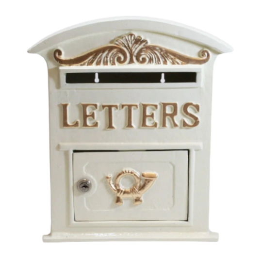 Royal Mail Post Box Black Mail Box With Lock Wall Mounted Durable Cast Iron