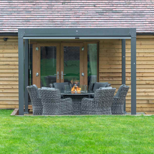Katie Blake Charlotte 3 x 3m Aluminium Gazebo with Slatted Pergola - Grey