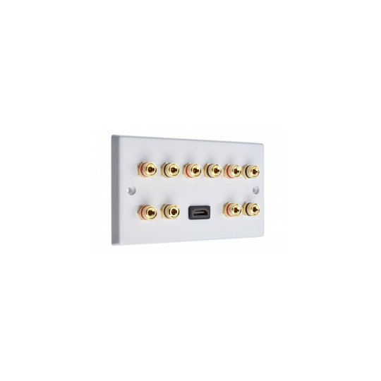 5.0 Surround Sound Speaker Wall Plate with Gold Binding Posts + 1 x HDMI. NO SOLDERING REQUIRED