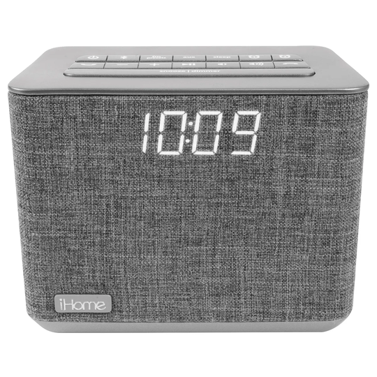 iHome Bluetooth FM Clock Radio with USB Charging - Grey
