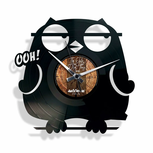 Wise Guy Vinyl with Owl 30cm Silent Wall Clock