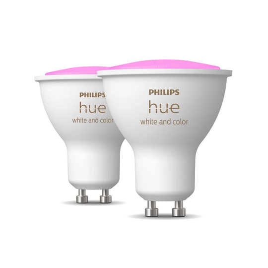 Philips Hue White & Colour Ambiance Smart Spotlight Twin Pack LED GU10 with Bluetooth - 350 Lumen