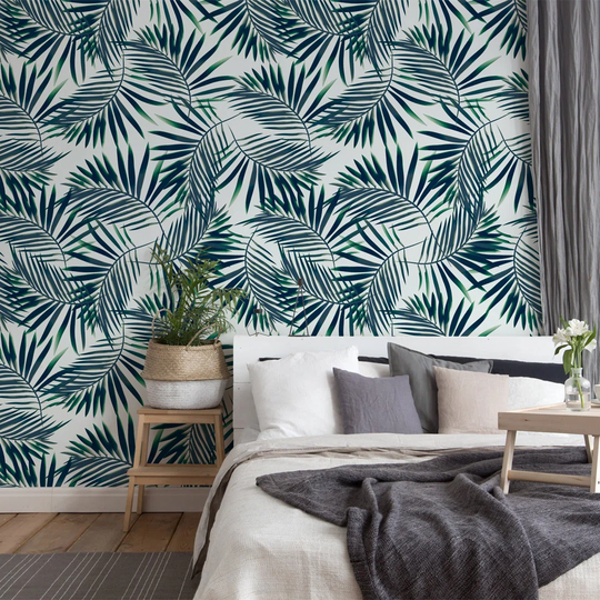 Haverton Minty Tropic Leaves Wallpaper