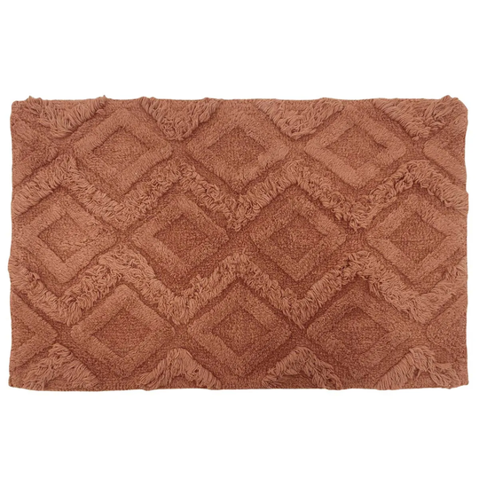 The Linen Yard Diamond Tufted Knitted Cotton Anti-slip Bath Mat Pecan