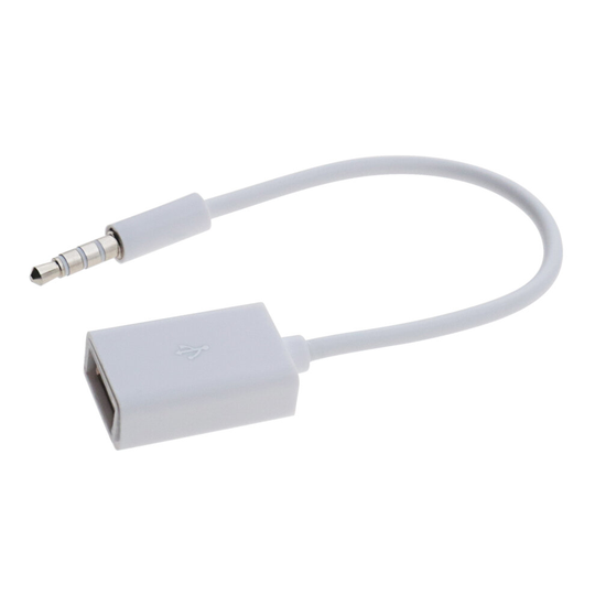1X AUX to USB Adapter 3.5mm Male Aux Audio Jack Plug to USB 2.0 Female Cable