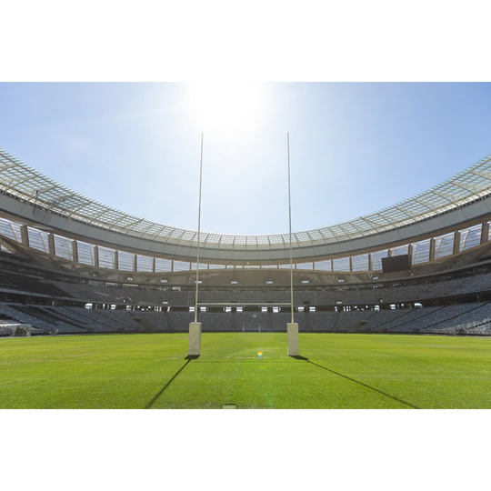 Rugby Goal Post on a Sunny Day in the Stadium - Wrapped Canvas Photograph