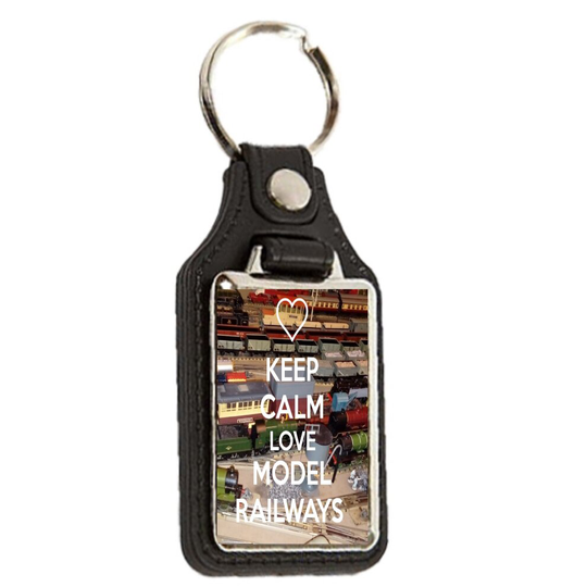 Keep Calm Love Model Railways - Oblong Medallion Keyring