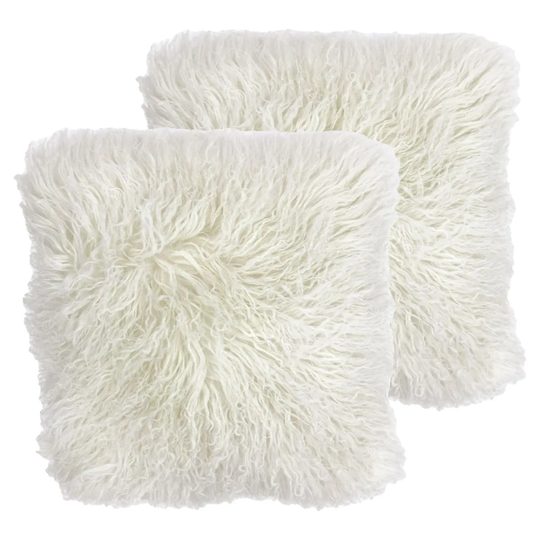 Paoletti Mongolian Polyester Filled Cushions Twin Pack Wool Pristine
