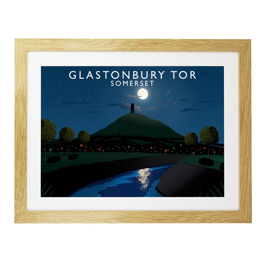Glastonbury Tor Night by Richard O'Neil - Graphic Art Print on Paper