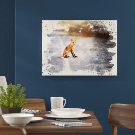 'Red Fox on the Road' Graphic Art Print Poster