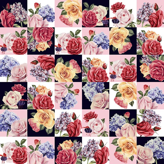 Walllpaper Roll 416X254cm Kitchen Livingroom Bedroom Mural Decoration Wallpaper Material With Print - Patchwork Romantic Flowersful