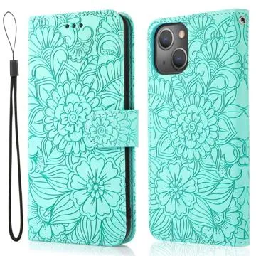 Flowers iPhone 14 Plus Wallet Case - Green