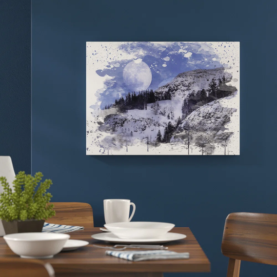 'Landscape Full Moon Mountain Forest' Graphic Art Print Poster