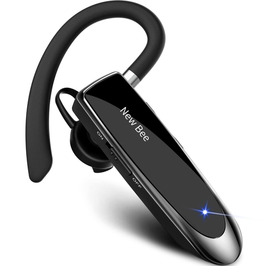 New bee Bluetooth Headset V5.0 Handsfree Bluetooth Earpiece with 24h talking time and More 60 Days Standby with Headset Case for iPhone, Android and L