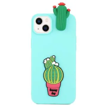 3D Cartoon iPhone 14 Plus TPU Case - Cactus
