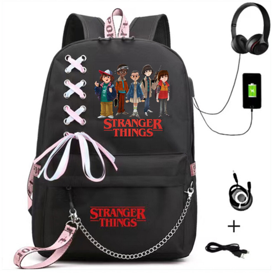 (3 #) Stranger Things Backpack School bag Unisex Travel Laptop Backpack keychain