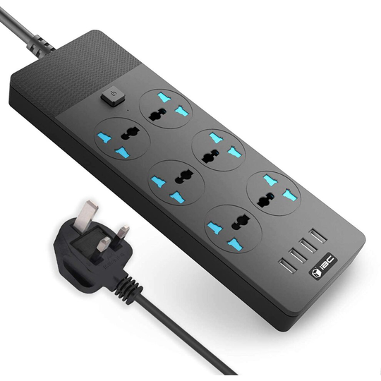 Universal Power Strips Extension Lead USB Wall Plug Adapter, 3 Way Cable Surge Protector, Fuse and Shutter USB Hub Socket 3 Gang Smart Electrical Powe