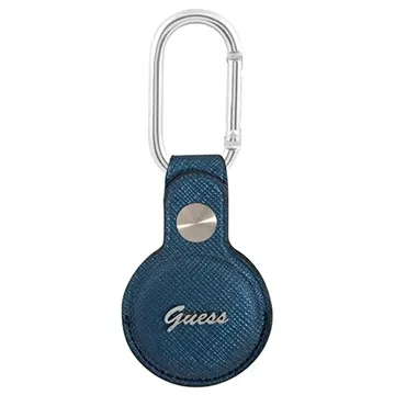 Guess Saffiano Vintage Script Apple AirTag Case - Blue