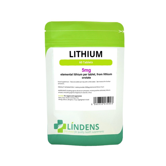Lindens Lithium 5mg Tablets (60 pack) - from Lithium Orotate 131mg
