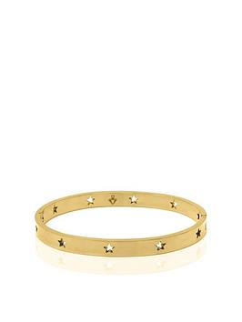 Say It With Diamonds Star Hinged Bangle - Stainless Steel (Yellow Gold), Yellow, Women
