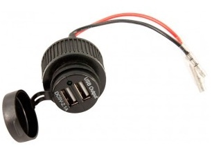 USB adapter - 2 ports 5V-2.1A - recessed - black 0523490