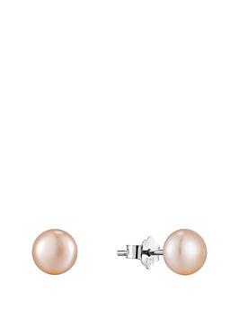 The Love Silver Collection Sterling Silver Pink Pearl Studs