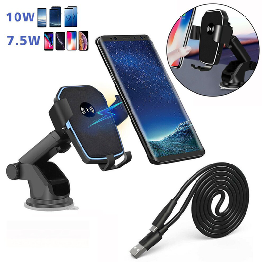 360° Qi Wireless Car Charger Fast Charging Car Mount Phone Holder 10W