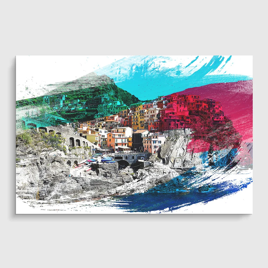 'Landscape Cinque Terre Italy' Graphic Art Print Poster on Paper