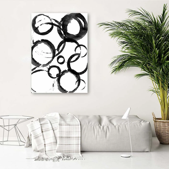 Canvas Print Circle Abstraction Black And White