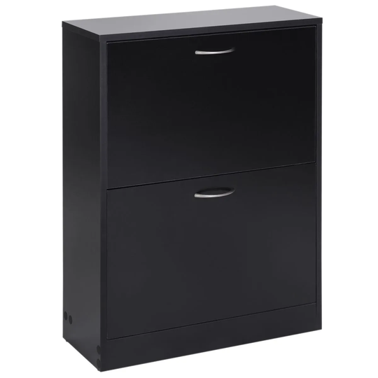 HOMCOM Shoe Storage Cabinet Footwear Stand Organiser Unit Wooden Black