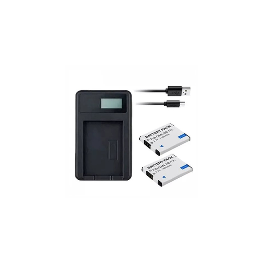 USB Battery Charger and 2 Batteries For Canon IXUS 177 Digital Camera