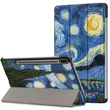 Tri-Fold Series Samsung Galaxy Tab S7/S8 Smart Folio Case - Oil Painting