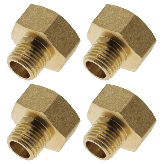 4x Brass 1/2 Inch Female Pipe to 1/4 Inch Male Pipe Reducing Conversion Adapters