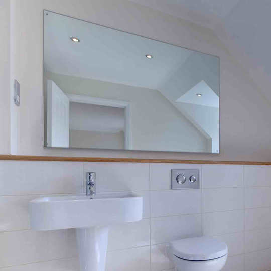 MirrorOutlet Circuitt 4mm Sheet Mirror Glass Polished Edges With 4 Holes 120 x 80cm