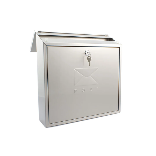 Contemporary Wall Mounted Reverse Mounting Galvanised Steel Lockable Weatherproof Post Box - 36x36x11cm