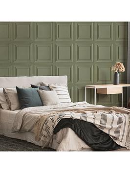 Fresco Wood Panel Sage Green Wallpaper