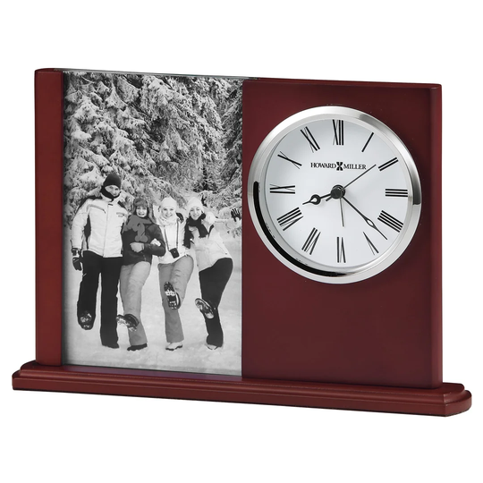 Portrait Caddy Il Modern & Contemporary Analog Quartz Tabletop Clock in Rosewood/Grey