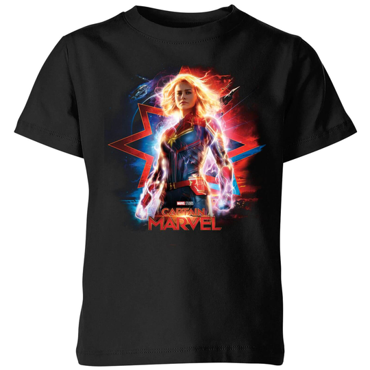 Captain Marvel Poster Kids' T-Shirt - Black - 3-4 Years