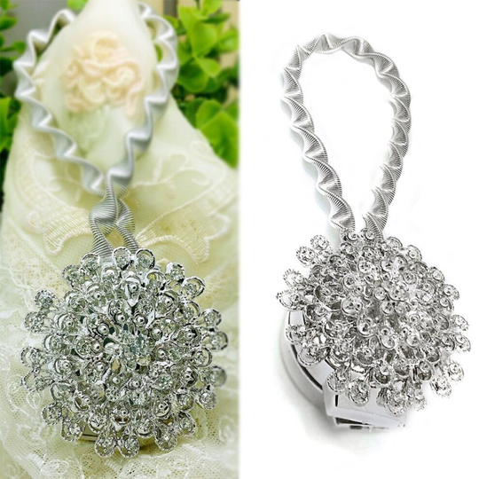 Pair Of Magnetic Crystal Curtain Tiebacks Buckle Clip Holdbacks Home Decoration