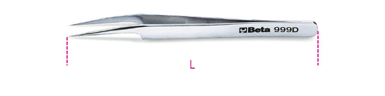 Beta Tools 999D Acid/Magnetic Resistant Angled End Spring Tweezers 115mm