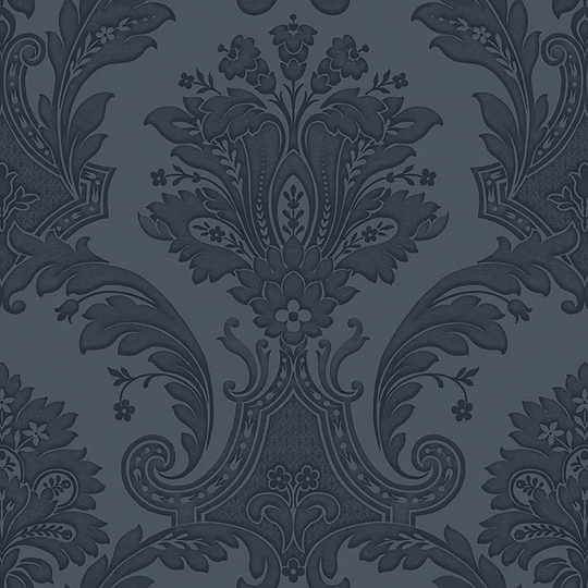 Belgravia Decor Amara Damask Dark Blue Wallpaper