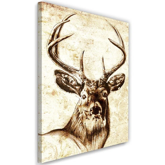 Canvas Print Stag Animals Vintage Beige